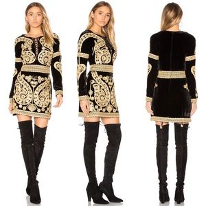 For Love & Lemons Paris Mini Dress Velvet Silk S